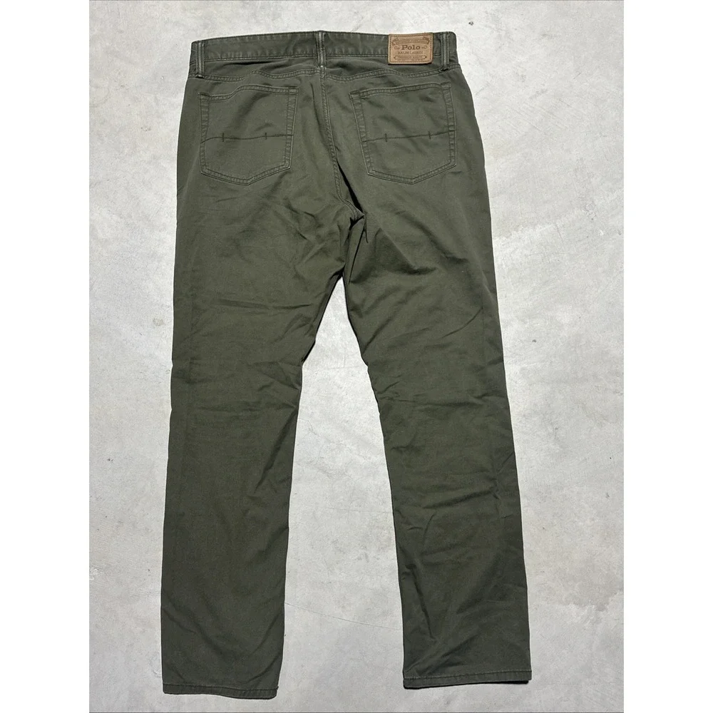 Polo Ralph Lauren Jeans Varick Slim Straight Leg Pants Chino Mens SZ 35x32 Green